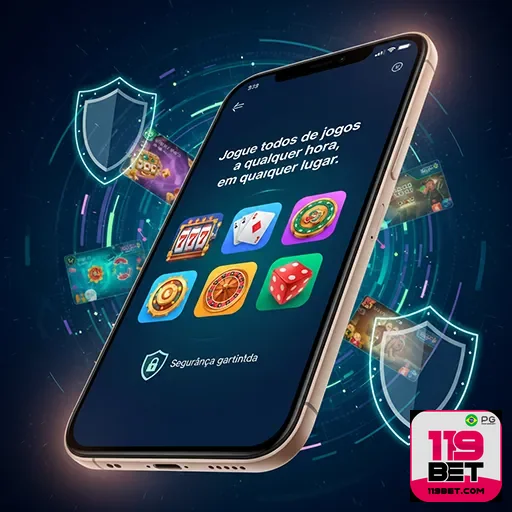 Jogador usando smartphone com jogos de cassino online na tela