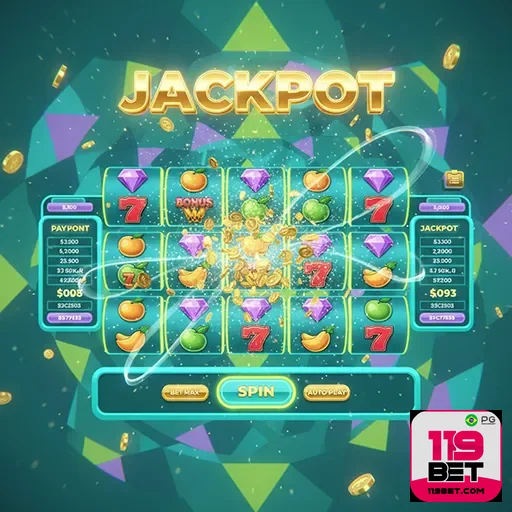 Imagem de diversos jogos de slot online com temas variados na 119bet